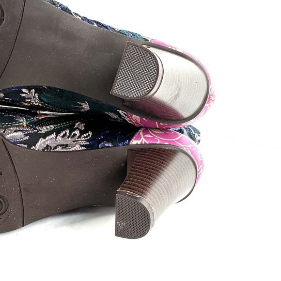 Boho Ankle Boots 42 Colorful Retro Hippie Lace Zip Up Bootie Womens Unique NEW - Picture 8 of 14